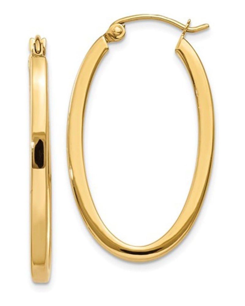 14K Gold Oval Hoop Earrings, (31-52mm) (2mm Tube) Yellow Gold - 31mm $78.73 Earrings