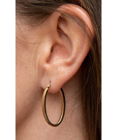 14K Gold Oval Hoop Earrings, (31-52mm) (2mm Tube) Yellow Gold - 31mm $78.73 Earrings