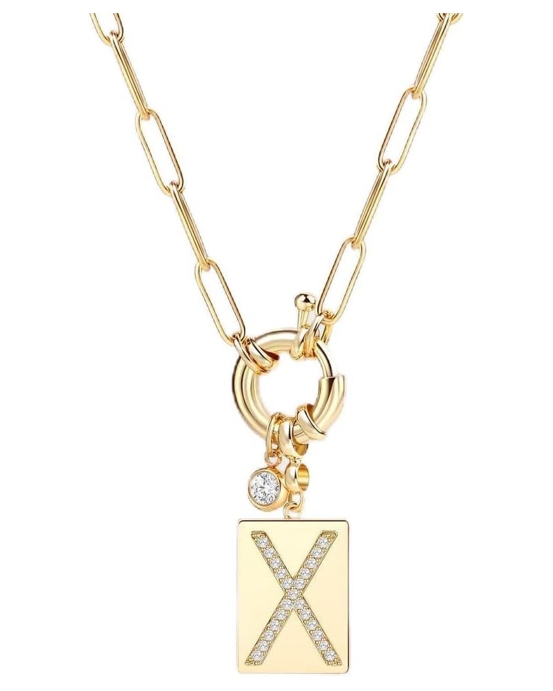 Pave Initial Pendant Necklace with Paperclip Chain Letter: X $25.92 Necklaces