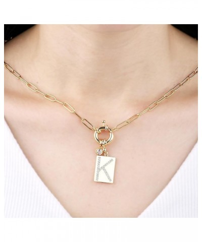 Pave Initial Pendant Necklace with Paperclip Chain Letter: X $25.92 Necklaces