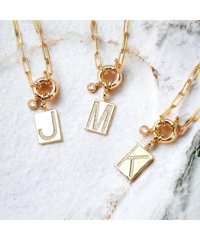 Pave Initial Pendant Necklace with Paperclip Chain Letter: X $25.92 Necklaces