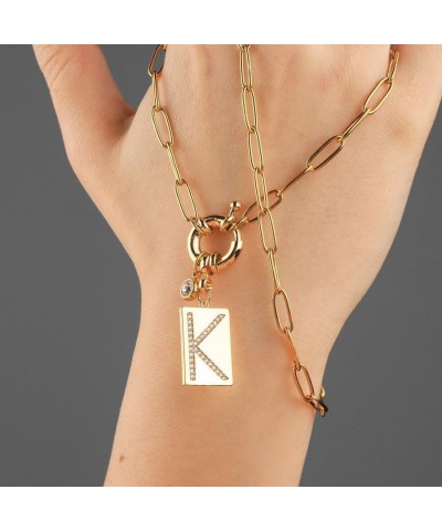 Pave Initial Pendant Necklace with Paperclip Chain Letter: X $25.92 Necklaces