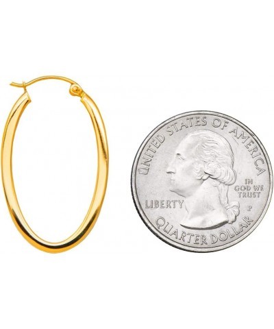 14K Gold Oval Hoop Earrings, (31-52mm) (2mm Tube) Yellow Gold - 31mm $78.73 Earrings