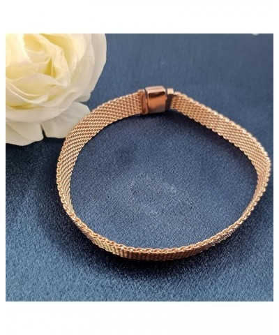 Reflexions Mesh Bracelet for Pandora Reflexion Clip-on Charm Bead Women Size 16cm-22cm 20cm-Rose Gold $9.50 Bracelets