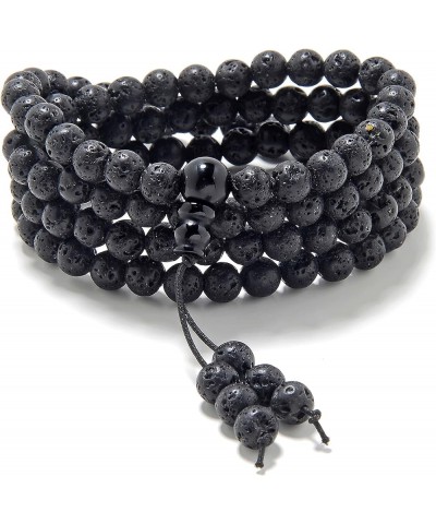 Stretchy Mala Wrist Wrap Bracelet with 108 Healing Mala Prayer Beads Lava $14.87 Bracelets