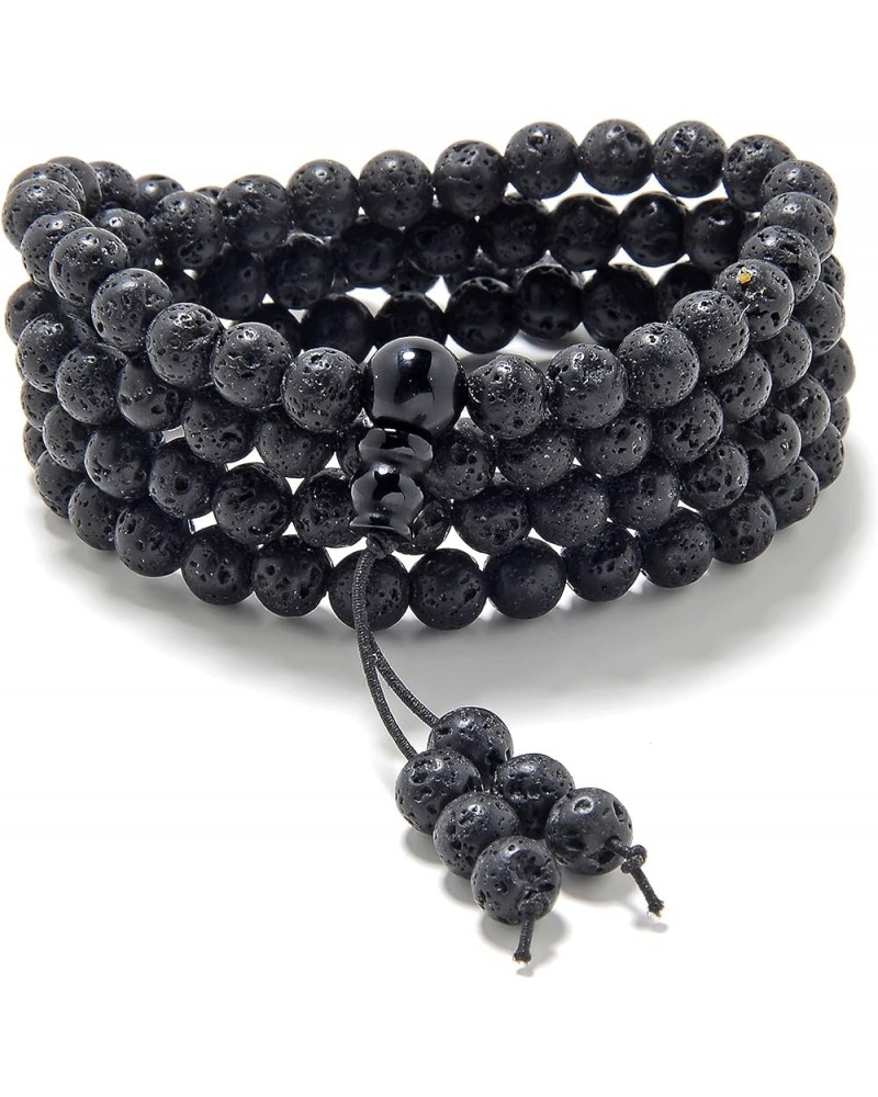 Stretchy Mala Wrist Wrap Bracelet with 108 Healing Mala Prayer Beads Lava $14.87 Bracelets