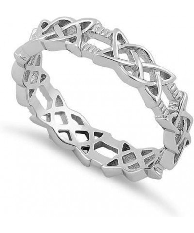 Sterling Silver 2 Designs Interlocking Infinite Trinity Celtic Knots Eternity Ring-(Size 3-12) sterling-silver mingled trique...