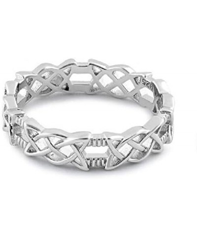 Sterling Silver 2 Designs Interlocking Infinite Trinity Celtic Knots Eternity Ring-(Size 3-12) sterling-silver mingled trique...