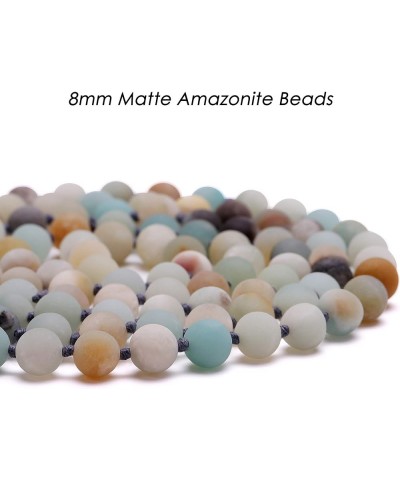 8mm Round Natural Amazonite/Irregular Turquoise Long Beaded Necklace Wrap Bracelet Handmade Gemstone Jewelry for Women Men 47...