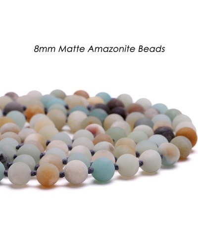 8mm Round Natural Amazonite/Irregular Turquoise Long Beaded Necklace Wrap Bracelet Handmade Gemstone Jewelry for Women Men 47...