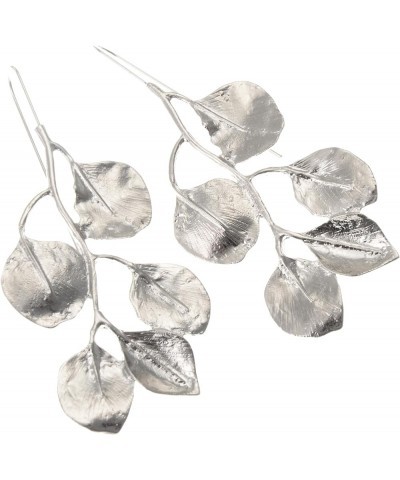 Women Geometric Exaggerated Sparkling Dainty Earrings Dangle Drop Earrings Silver Leaf $9.51 Earrings