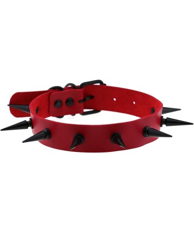 Unisex Multicolor Simulated Leather PU Black-tone/Silver-tone Spikes Rivets Spiked Punk Rock Gothic Choker Collar Necklace Bl...