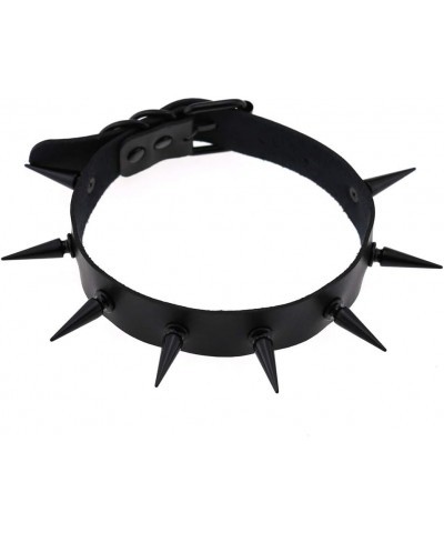 Unisex Multicolor Simulated Leather PU Black-tone/Silver-tone Spikes Rivets Spiked Punk Rock Gothic Choker Collar Necklace Bl...