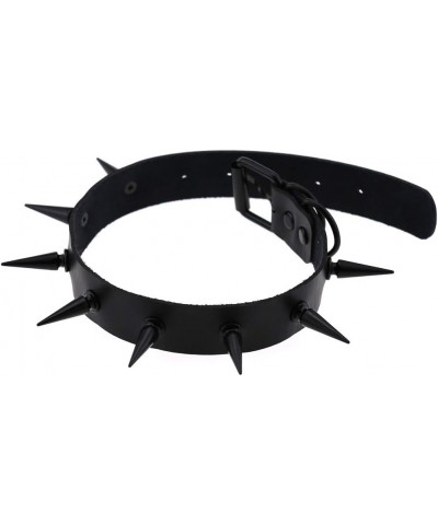 Unisex Multicolor Simulated Leather PU Black-tone/Silver-tone Spikes Rivets Spiked Punk Rock Gothic Choker Collar Necklace Bl...