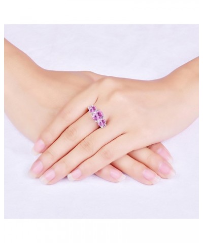 925 Sterling Silver Natural Novelty Filled Sapphire Quartz Topaz Engagement Wedding Ring US10 A_Pink $4.79 Others