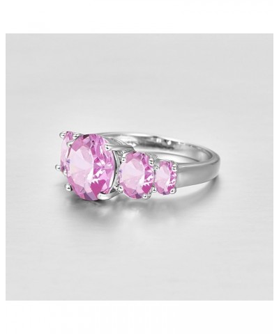 925 Sterling Silver Natural Novelty Filled Sapphire Quartz Topaz Engagement Wedding Ring US10 A_Pink $4.79 Others