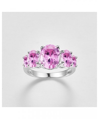 925 Sterling Silver Natural Novelty Filled Sapphire Quartz Topaz Engagement Wedding Ring US10 A_Pink $4.79 Others