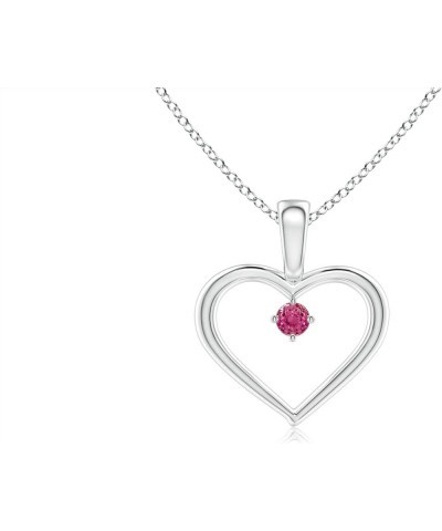 Natural Pink Sapphire Heart Pendant Necklace for Women, Girls in 14K Solid Gold/Platinum | September Birthstone | Jewelry Gif...