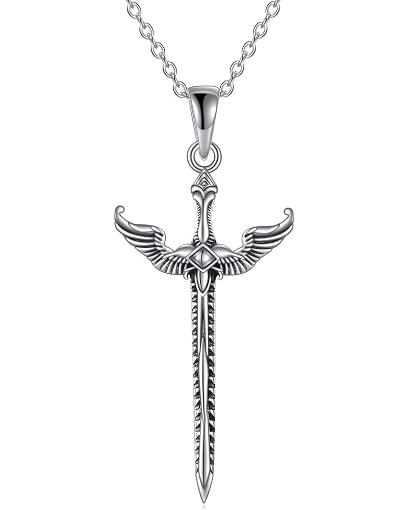 Skull/Horseshoe/Compass/Sword/Clover Cross Necklace for Women Sterling Silver Cross Pendant Jewelry Gifts Wings $16.32 Necklaces