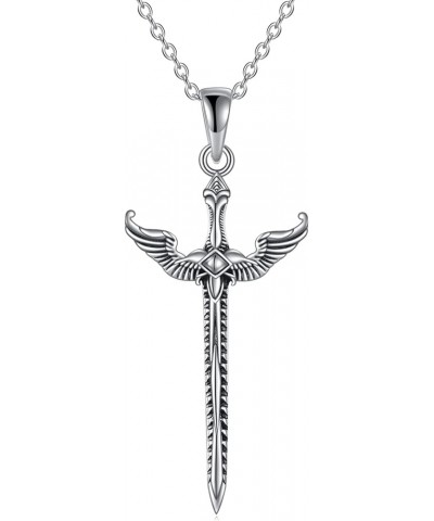 Skull/Horseshoe/Compass/Sword/Clover Cross Necklace for Women Sterling Silver Cross Pendant Jewelry Gifts Wings $16.32 Necklaces