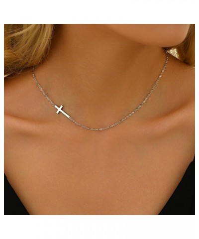 Cross Necklace for Women, Gold Sideways Cross Necklace for Girls Dainty Cute Tiny Cross Choker Necklace Simple Trendy Jewelry...