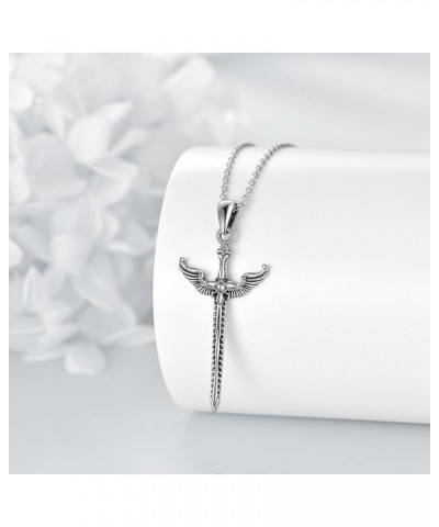 Skull/Horseshoe/Compass/Sword/Clover Cross Necklace for Women Sterling Silver Cross Pendant Jewelry Gifts Wings $16.32 Necklaces