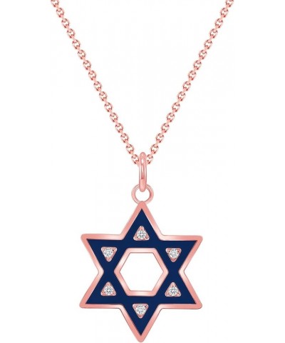 Jewish Star of David Diamond Pendant Necklace in Solid 14k Gold, Made in America Small 18" Necklace Rose Gold $116.10 Necklaces