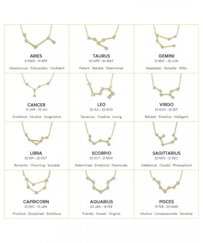 Horoscope Collection - Platinum Plated Sterling Silver 0.3 cttw Cubic Zirconia Horoscope Zodiac Star Symbol Pendant Necklace ...