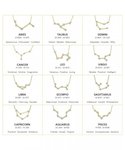 Horoscope Collection - Platinum Plated Sterling Silver 0.3 cttw Cubic Zirconia Horoscope Zodiac Star Symbol Pendant Necklace ...