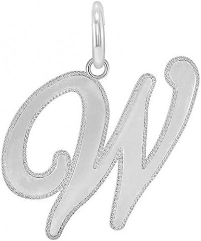 Solid 14k Gold Personalized Cursive-Style"A-Z" Initial Pendant (Size S/M/L) Medium (W) white-gold $66.70 Pendants