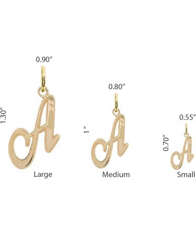 Solid 14k Gold Personalized Cursive-Style"A-Z" Initial Pendant (Size S/M/L) Medium (W) white-gold $66.70 Pendants