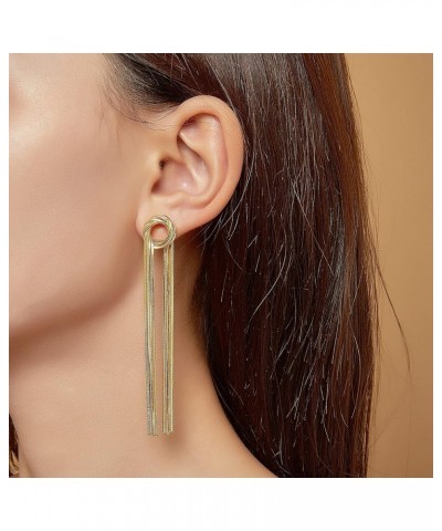 Long Tassel Gold Dangle Earrings for Women, Trendy 14K Gold Plated Statement Drop Earrings Metal Chain Cocktail Party Jewelry...