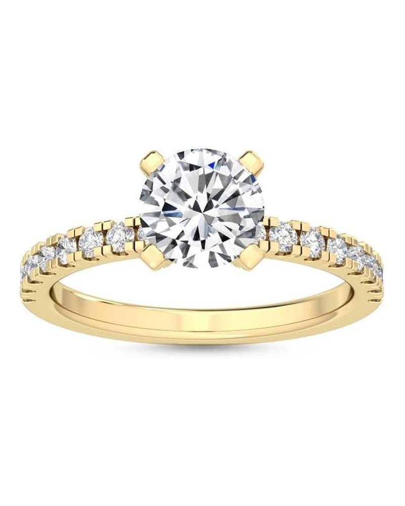 1-5 Carat (ctw) White Gold Round Cut LAB GROWN Diamond Hidden Halo Engagement Ring (Color D-E Clarity VS1-VS2) 8.0 Yellow Gol...