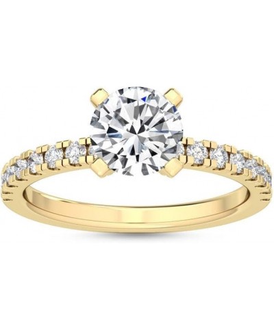 1-5 Carat (ctw) White Gold Round Cut LAB GROWN Diamond Hidden Halo Engagement Ring (Color D-E Clarity VS1-VS2) 8.0 Yellow Gol...