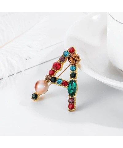 Initial Letter Brooch Bling Pin Jewelry Xmas Present Crystal Pearl Brooches Christmas Gift T $6.23 Brooches & Pins