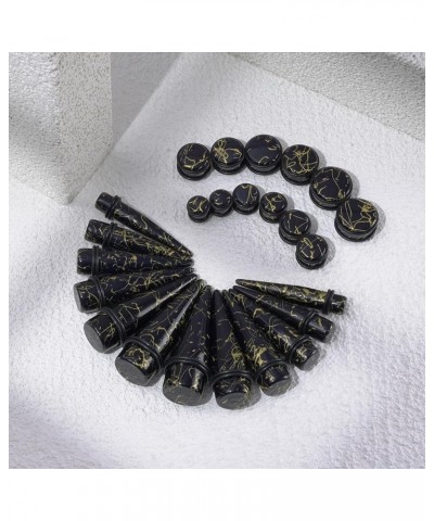 24pcs Big Gauge Taper Kit Ear Stretching 00G-20mm Large Acrylic Tunnel Plug Set Golden Lines, Black $11.76 Body Jewelry