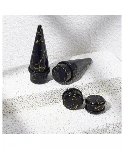 24pcs Big Gauge Taper Kit Ear Stretching 00G-20mm Large Acrylic Tunnel Plug Set Golden Lines, Black $11.76 Body Jewelry