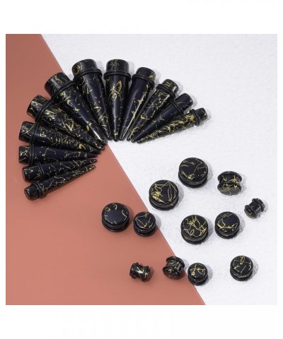 24pcs Big Gauge Taper Kit Ear Stretching 00G-20mm Large Acrylic Tunnel Plug Set Golden Lines, Black $11.76 Body Jewelry