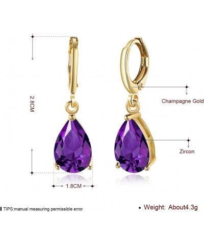 14K Gold Plated Teardrop Cubic Zirconia Dangle Drop Small Hoop Earrings For Womens Girls Oval Dangling Wedding Hypoallergenic...