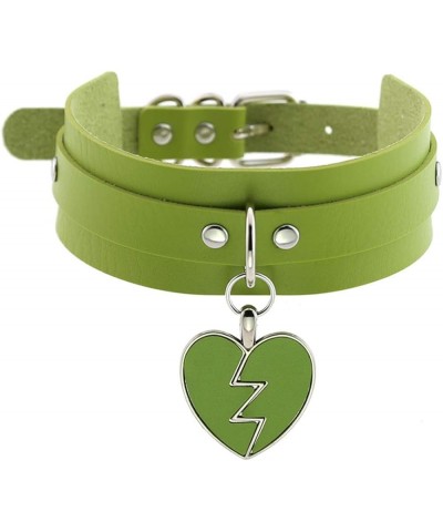 Womens Punk Leather Choker Broken Heart Pendant Choker Collar Gothic Choker Necklace Green $9.67 Necklaces