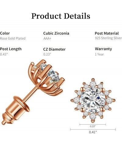 Cubic Zirconia Stud Earrings for Women | White Gold/Yellow Gold/Rose Gold Plated Hypoallergenic CZ Stud Earrings Rose gold $9...