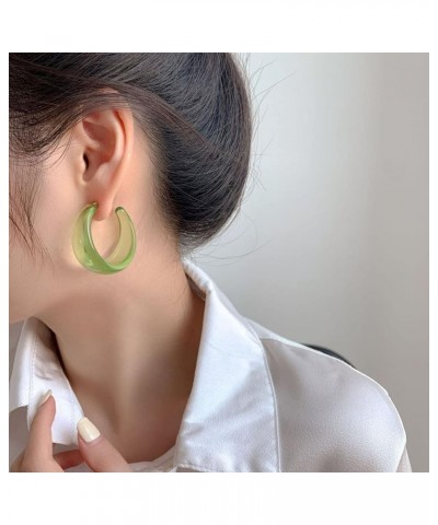 Transparent Resin Acrylic Colorful Hoop Earrings for Women Girl Trendy Y2k C Shaped Resin Earrings Cute Candy Color Lightweig...