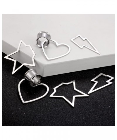 0g - 1"(8mm-25mm) Stainless Steel Heart Cool Snake Ear Piercing Ear Tunnels Gauges Plugs Stretcher Expander Body Jewelry 2PCS...