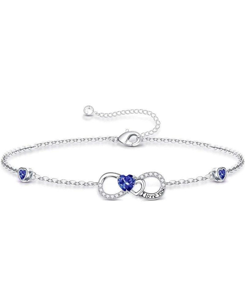 Love Heart Birthstone Bracelet for Women, 925 Sterling Silver Birthstone Bracelet Jewelry Anniversary Valentines Day Gifts fo...