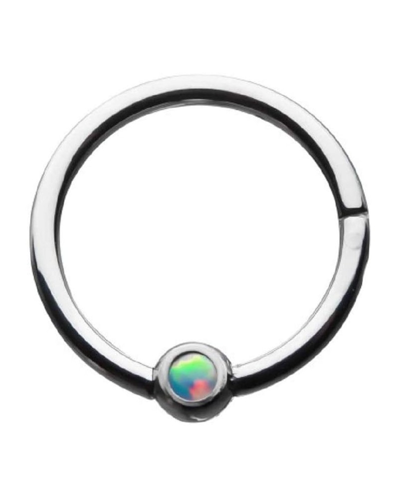 16GA Implant Grade Titanium White Synthetic Opal Hinged Segment Ring 3/8" (10mm) $10.65 Body Jewelry