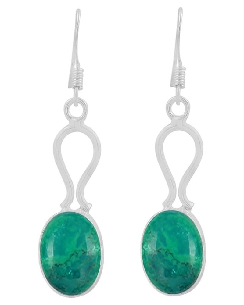 Natural Gemstones 925 Silver Overlay handmade Dangle Earrings Turquoise $11.99 Earrings