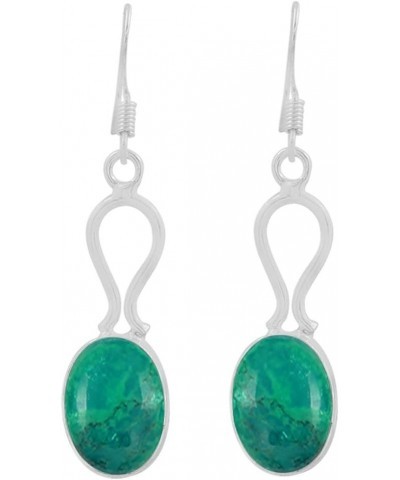 Natural Gemstones 925 Silver Overlay handmade Dangle Earrings Turquoise $11.99 Earrings