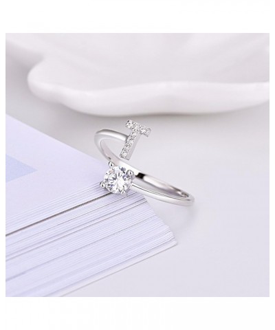 Adjustable Crystal Initial Ring Free Size Stackable Alphabet Letter Knuckle Rings for Bridesmaid T - Silver $8.54 Rings