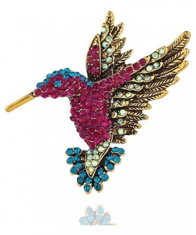 Hummingbird brooch pins for women fashion Bird pins rhinestone crystal women's brooches pin Ancient Gold Rose red $8.11 Brooc...