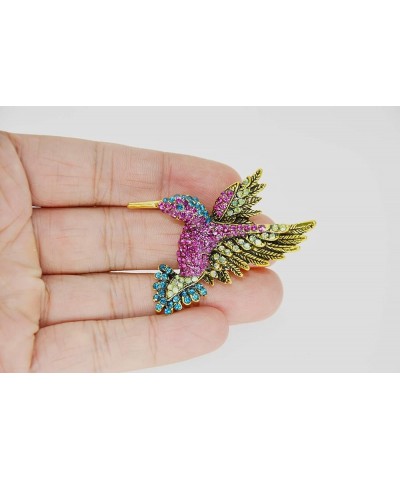 Hummingbird brooch pins for women fashion Bird pins rhinestone crystal women's brooches pin Ancient Gold Rose red $8.11 Brooc...